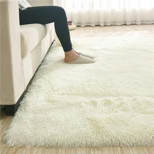 Cream fluffy rugs - fluffy, anti-slip