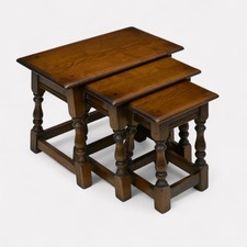 Old Charm Oak Nest of 3 Tables