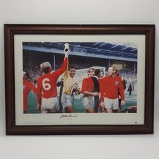 Framed Signed Large Poster of Gordon Banks:  Authentic Autograph- England 1966