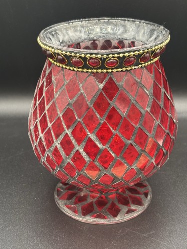 Red mosaic hurricane glass - hurricane,