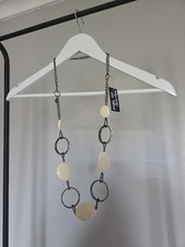 Vintage Large Ivory Cream Beaded Long Statement Necklace Jewellery Signed Pearl