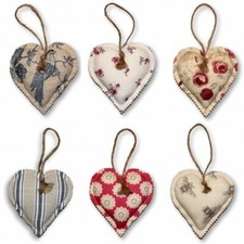 Handmade Fabric Hanging Heart  Bees Bird Flowers Stripe  fibre filling