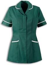 Ladies Healthcare Nurse Tunic Hospital Dental Doctor Beauty Top SPA Bottle Green