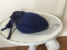 Stunning Vintage 1980’s Pill Box hat with net veil.  Goodwood revival