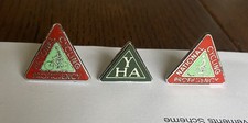 Vintage 1970's Cycling Proficiency Triangular Enamel Pin Badge x2 plus YHA Badge