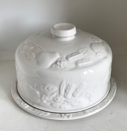 Vintage cheese dome white