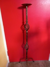 Vintage Handmade Wrought Iron Floor Candlestick
