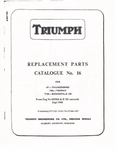 Triumph parts manual - triumph, 1961