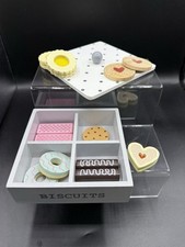 Little Town Wooden Grey / White Biscuit Box Role Play Toy Food Playset
