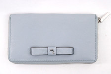 Lloyd Baker Ladies Zipped Leather Purse Cards Coins Grey Bow Gift NEW