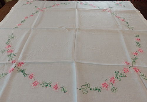 Vintage embroidered tablecloth - vintage,