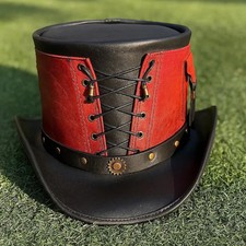 Handmade Red Black Leather Top