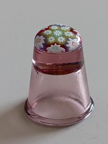 Millefiori pink glass thimble - glass,