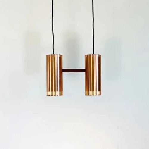 Copper teak pendant light - teak,