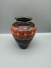 Aboriginal Style Hand Painted Art Pottery Ceramic Vase