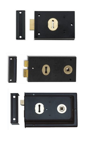 Black rim locks deadlock sash - black,