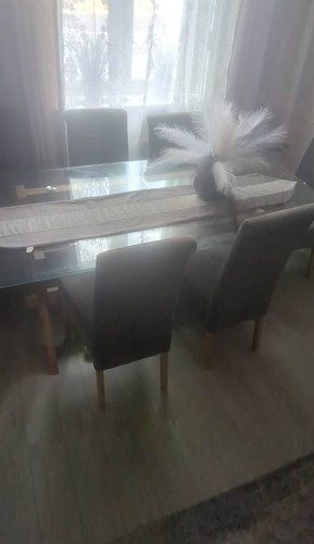 Glass wood dinning table with