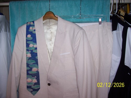 Men 40r cream linen - linen, (55%)