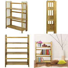 Folding Bookcase Natural Wood