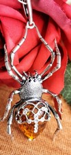 Sterling Silver (925) Baltic Amber Spider Pendant.