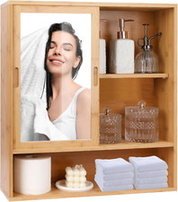 Bamboo Bathroom Cabinet,Medicine Cabinet Mirror,Bathroom Cabinet Wall Mounted,Va