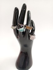 Bundle 925 Sterling Silver 5 Pieces Assorted Rings Sizes N-Q Stone Set  17.73g