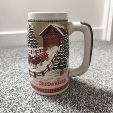 Rare Budweiser Beer Holiday Christmas Stein Mug Vintage 