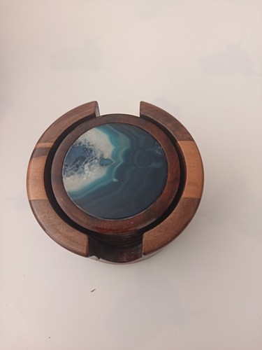 Blue agate coaster - set, with