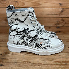 Dr Martens Boots Womens Size UK 6 Pascal White Black Rubber Marble Combat 1460