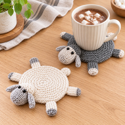 Sheep coaster knitting pattern - coaster,