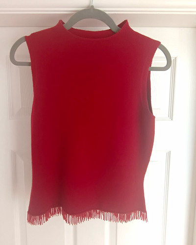 Red sleeveless knit tank - sleeveless,