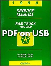 1998 Dodge Ram Truck Service Manual USB 1500 2500 3500 Pickup Shop Gas Diesel