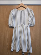 Topshop Crepe Polka Dot Balloon Sleeve Mini Dress, UK Size 8
