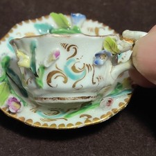 Coalport Coalbrookdale Encrusted Porcelain Miniature Cup And Saucer