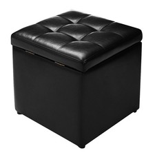 Faux Leather Ottoman Pouffe