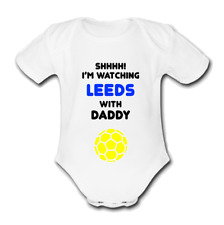LEEDS @united Babygrow Baby vest grow gift watching with daddy etc football UTD