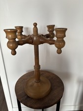 Vintage MCM Hand Crafted Wooden Candelabra 4 Candle Holder Adjustable Rotating