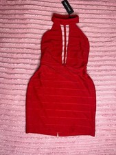 Red Plunge Neck Cut Out