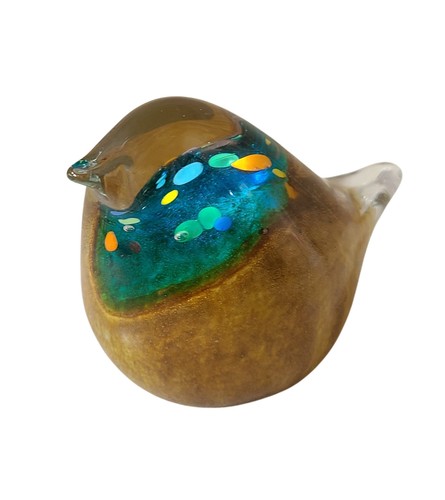 Boxed glass wren bird figurine - glass,
