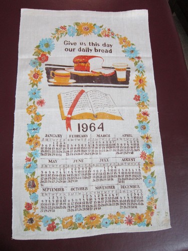 Vintage linen calendar towel - linen, towel-