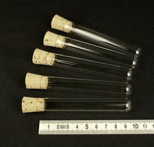10ml Pyrex Glass Test Tubes x 5 with Cork Stopper 100mm x 16mm borosilicate tube