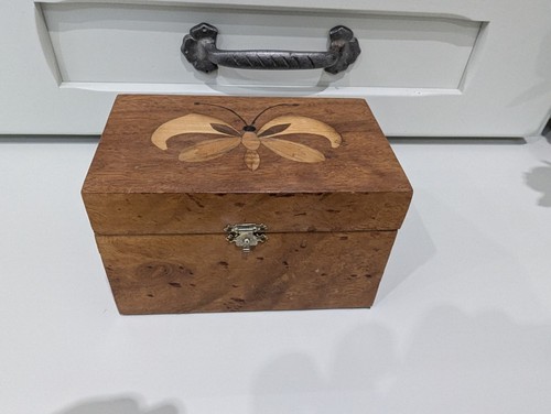 Vintage wooden inlaid tea - vintage,