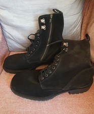 New Cesare Paciotti Boots Black Suede Leather Mens ShoeSize UK9.5 EU 43.5 US10