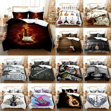 2Pcs3Pcs Instrument Bedding Set Guitar Quilt Duvet Cover Single Double King Size