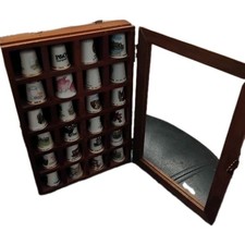 Vintage Thimble Display Case 24 Unique Collectable Thimbles. Display Case.