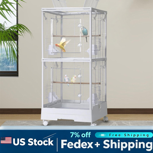 Two tier rolling - bird, cage
