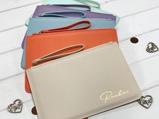 Personalised Clutch Bag with Name, Custom Name Bridesmaid Pouch, Gift for Her