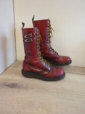 Dr Martens Burgundy Rub Off 14 Hole Notched Welt-Size 5- Made In England Splits