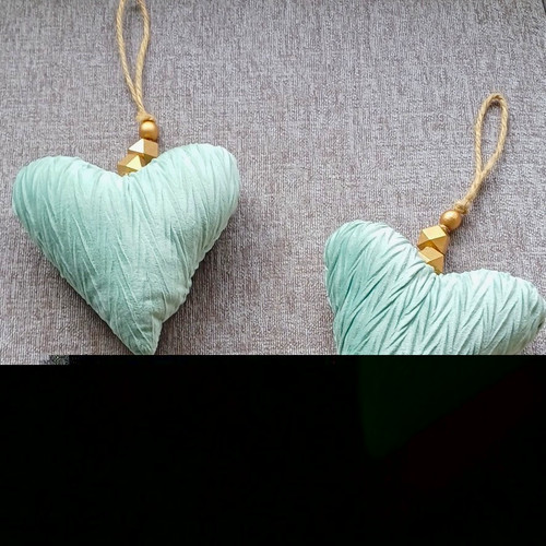 Mint green fabric heart - green,