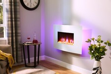 Electric Fire Wall Mounted White Curved Glass - Endeavour Fires Egton White